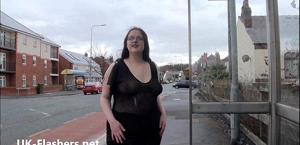  Chubby amateur flashing and bbw public masturbation of fat exhibitionist Emma ou